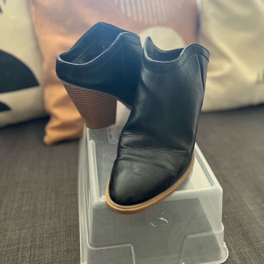 Heeled open mule/booties - size 8 - black